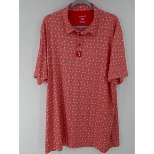 BOGEYBROS Polo Shirt Pink Cat Magnet AOP Golf Performance Stretch Men's 2XL